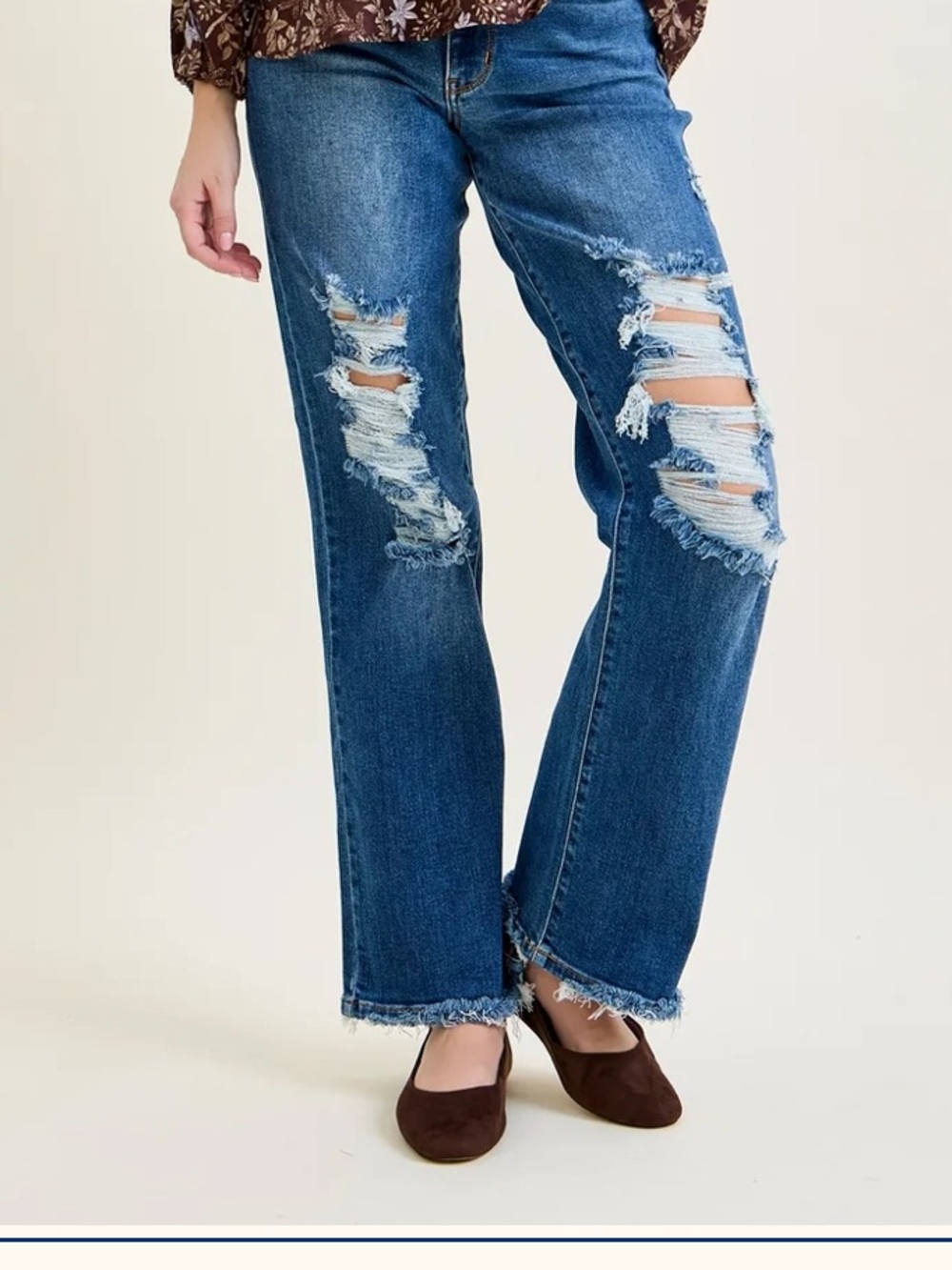 Judy Blue Distressed Dark Blue Boyfriend Jeans 13/31 NWT